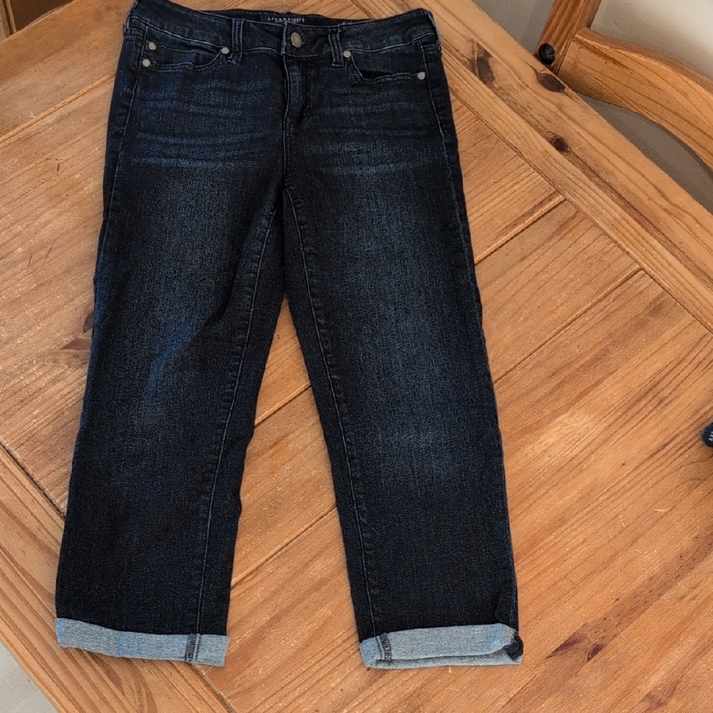 Women's Liverpool Jean Co. Capri Dark Blue Wash Jeans, Size 4/27